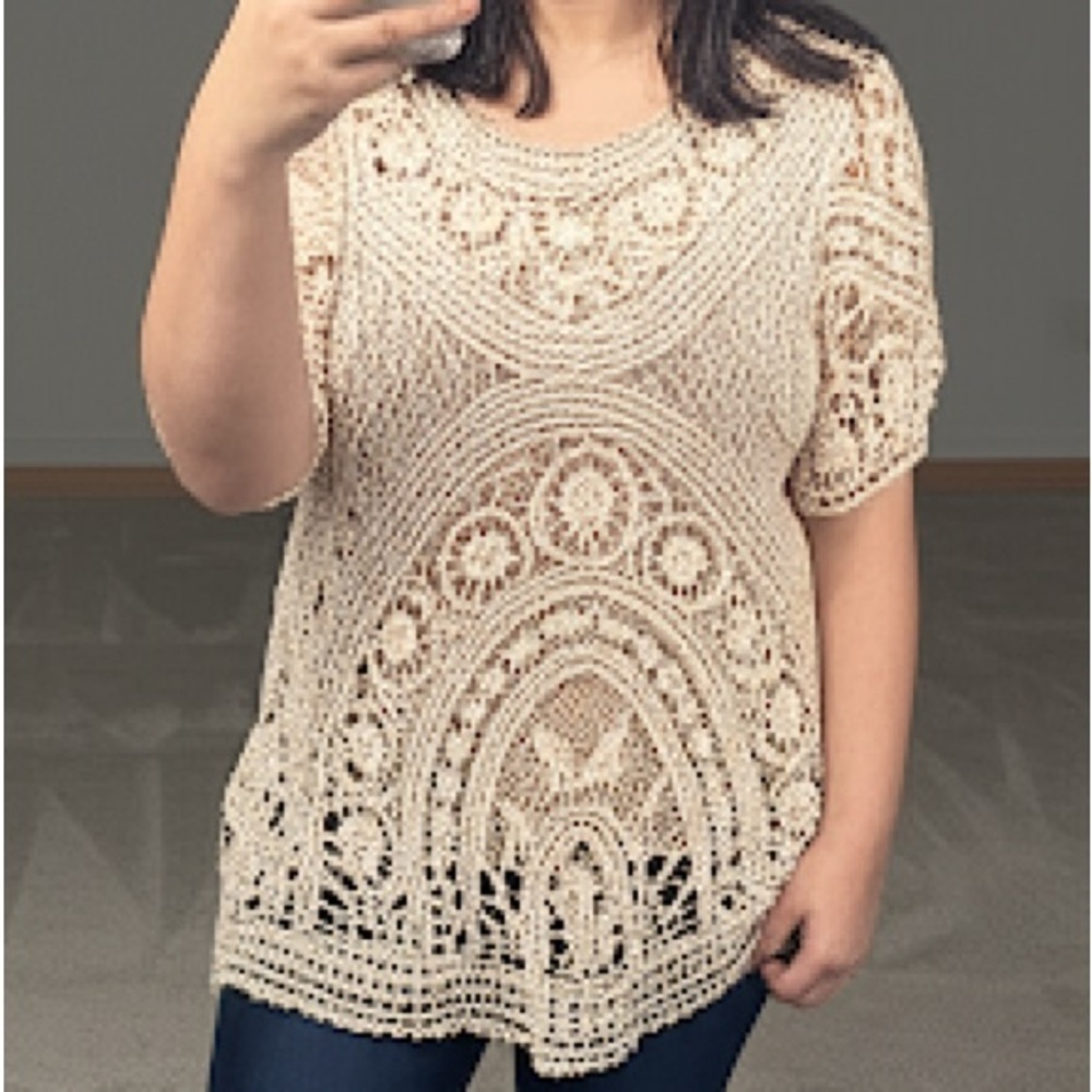 Solitaire Crochet Lace Top Boho Layering Essential (Size Medium)coastal cowgirl